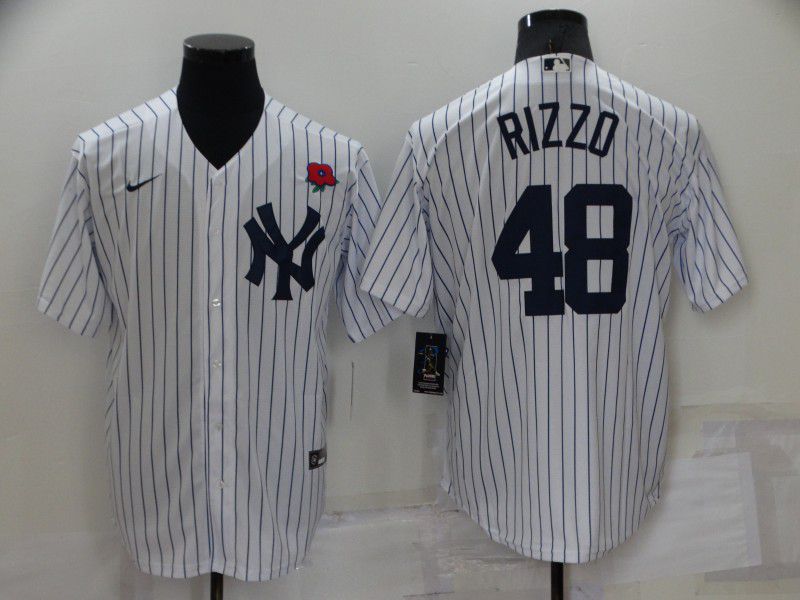 Men New York Yankees #48 Rizzo White Strip Game 2022 Nike MLB Jersey